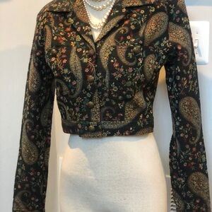 Vintage Karen Alexander Tapestry Floral & Paisley Cropped Jacket
